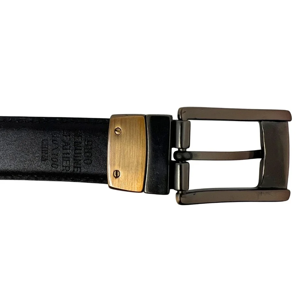 Genuine Leather Black Dress Belt 40x100 Antique Brass Buckle 1